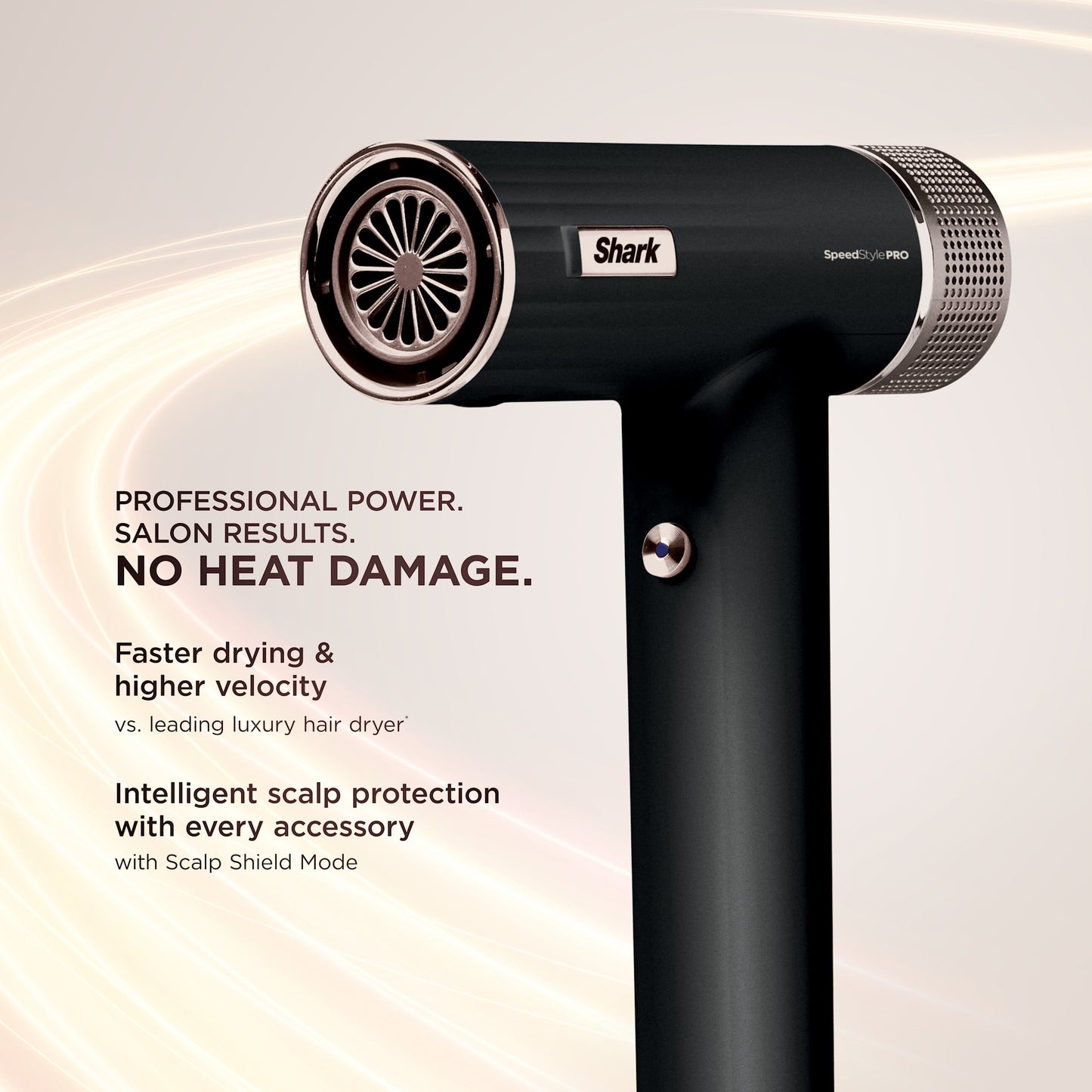 Shark SpeedStyle Pro High-Velocity Hair Dryer System with Scalp Shield and IQ Speed Styling &amp; Drying Suite, Straight and Wavy Hair, Lightweight, Ionic, No Heat Damage, Black, HD731