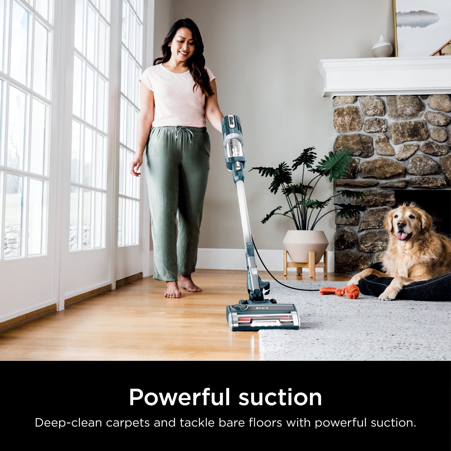 Shark UltraLight PetPro Corded Stick Vacuum, Carpet and Hardfloors, Pet Friendly, PowerFins HairPro, Odor Technology, Removable Handheld, HZ700 Blue