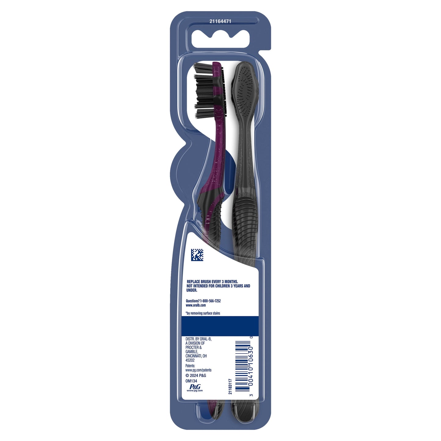 Oral-B Toothbrush Advanced Whitening Charcoal, Medium, 2 Count