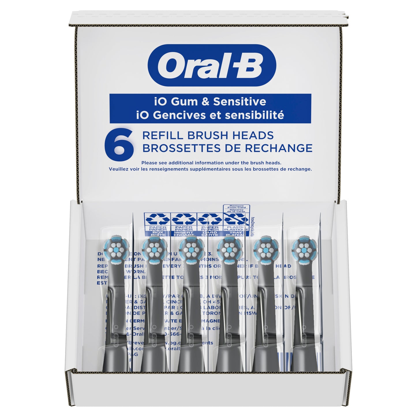 Oral-B iO Gum &amp; Sensitive Replacement Heads, Electric Toothbrush Brush Heads, Black, 6 Count