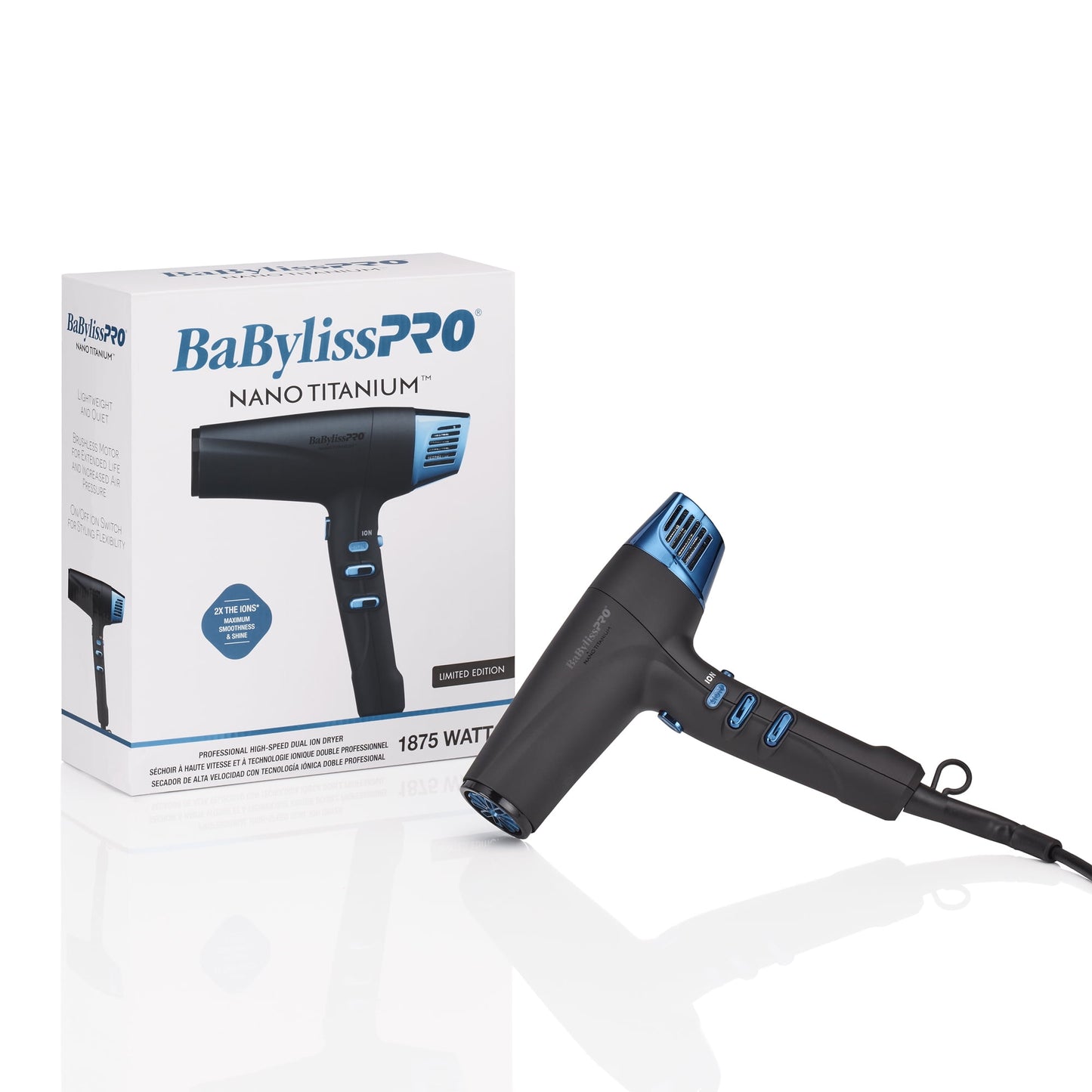 BaBylissPRO Nano Titanium Matte Black High-Speed Dual Ionic Dryer
