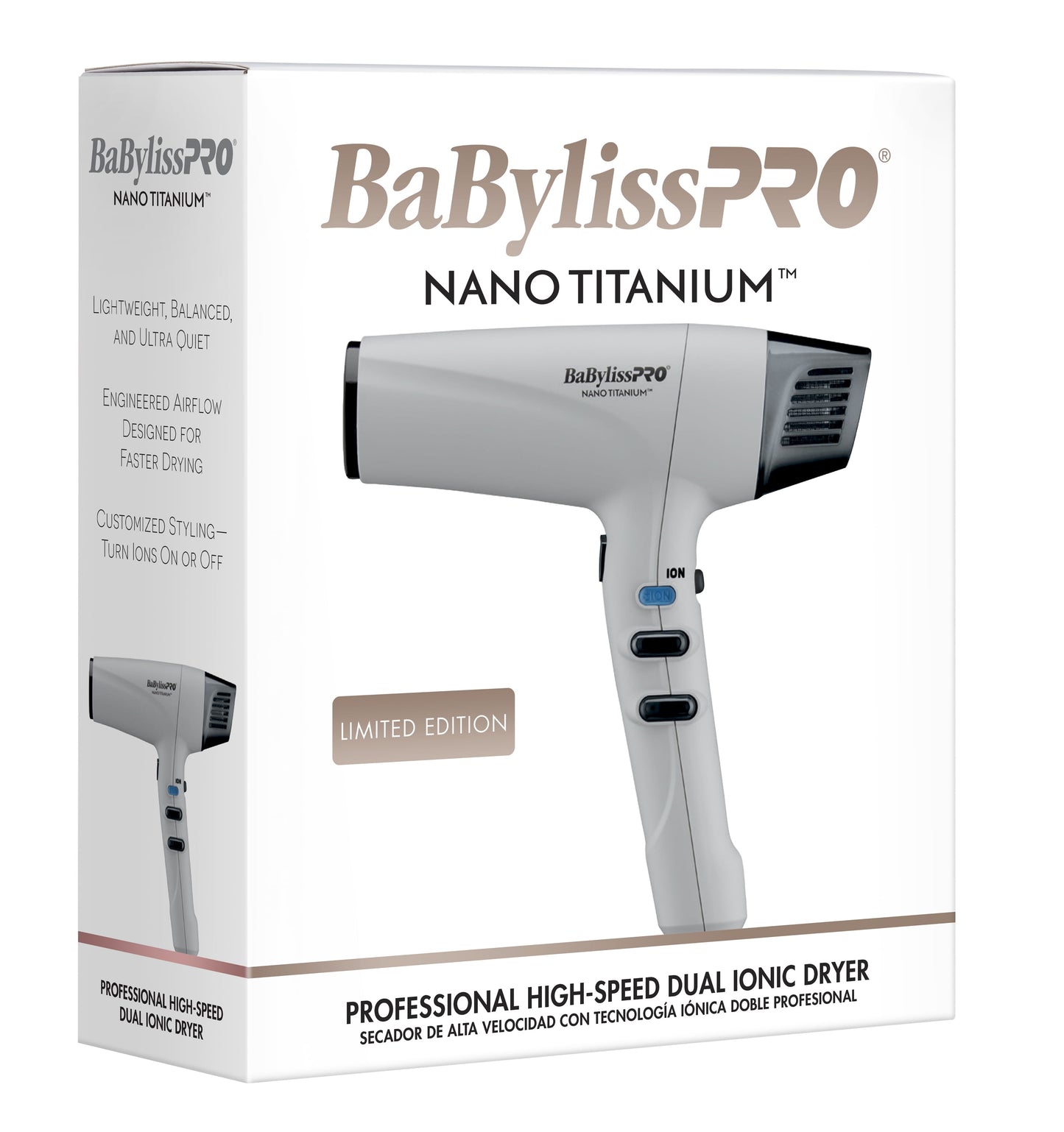BaBylissPRO Nano Titanium Matte Black High-Speed Dual Ionic Dryer