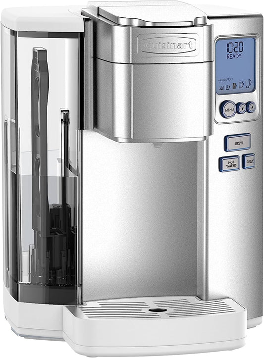 Cuisinart Coffee Maker, Single Serve 72-Ounce Reservoir Coffee Machine, Programmable Brewing &amp; Hot Water Dispenser, Stainless Steel SS-10WP1, White