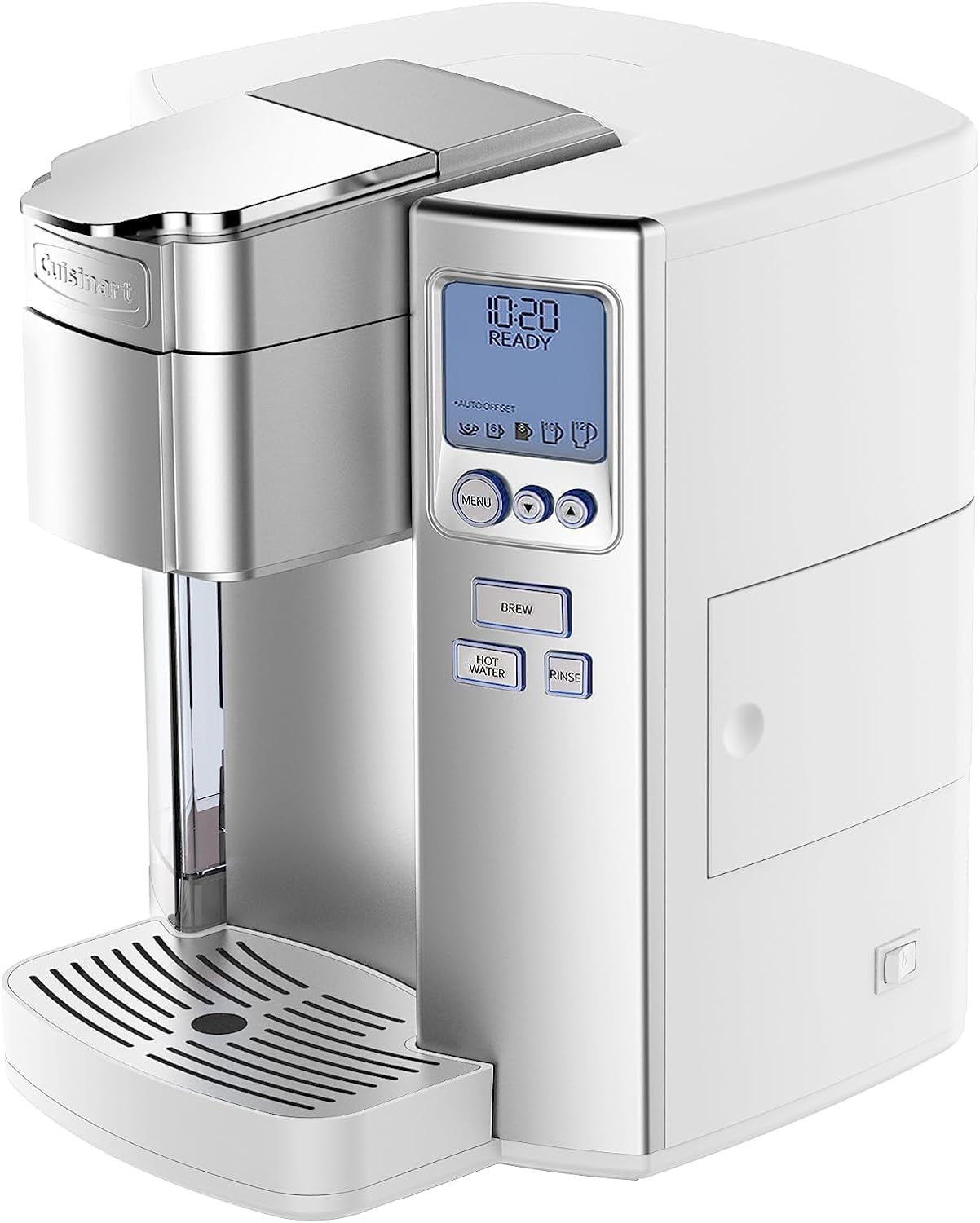 Cuisinart Coffee Maker, Single Serve 72-Ounce Reservoir Coffee Machine, Programmable Brewing &amp; Hot Water Dispenser, Stainless Steel SS-10WP1, White