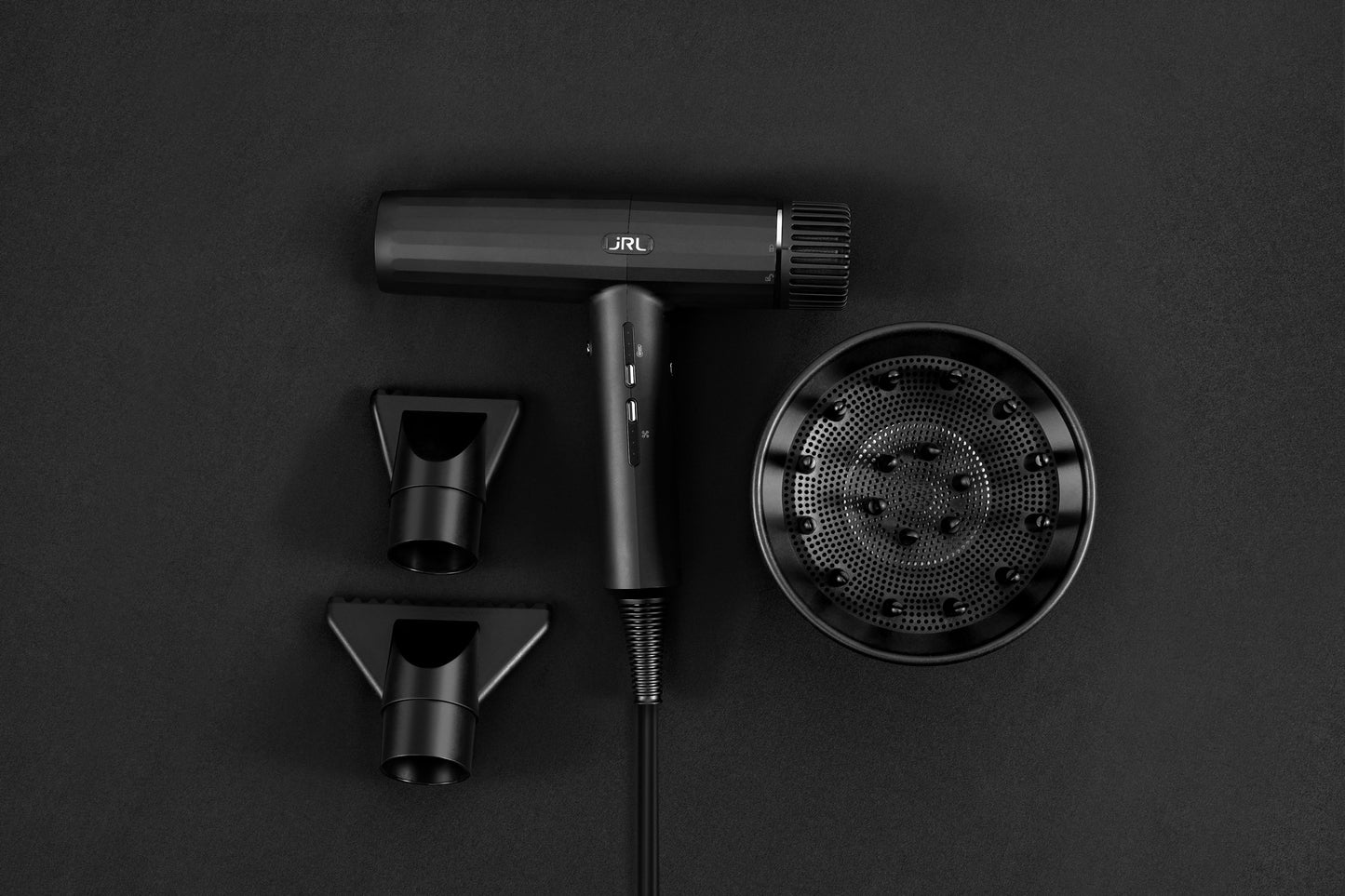 JRL USA Forte Pro Dryer - Ionic, 3 Settings for Speed and Temp, Ceramic (Black)