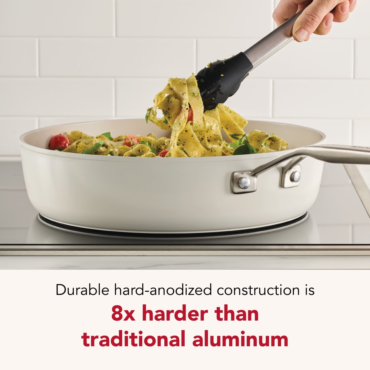 KitchenAid Hard-Anodized 10 Pcs Ceramic Induction Cookware Set, Dishwasher Safe and Oven Safe to 500°F, Porcelain White