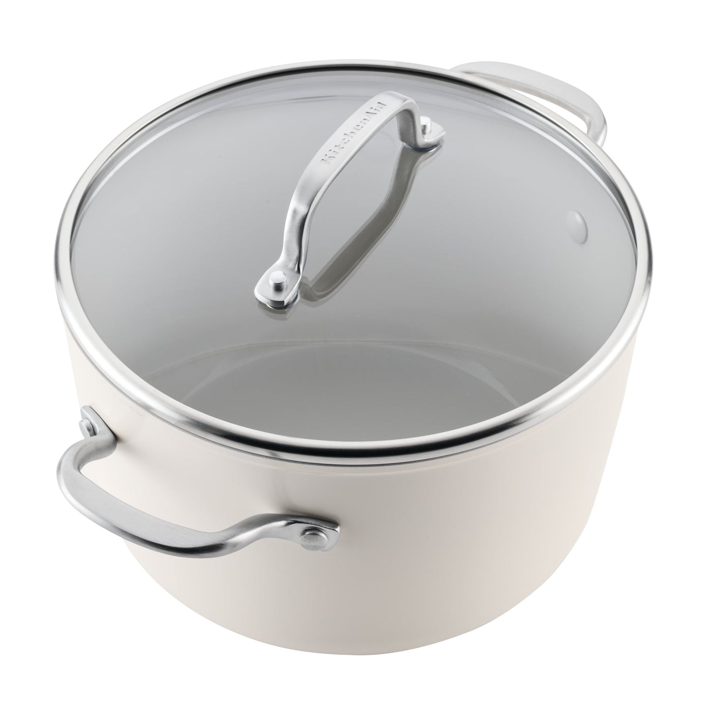 KitchenAid Hard-Anodized 10 Pcs Ceramic Induction Cookware Set, Dishwasher Safe and Oven Safe to 500°F, Porcelain White