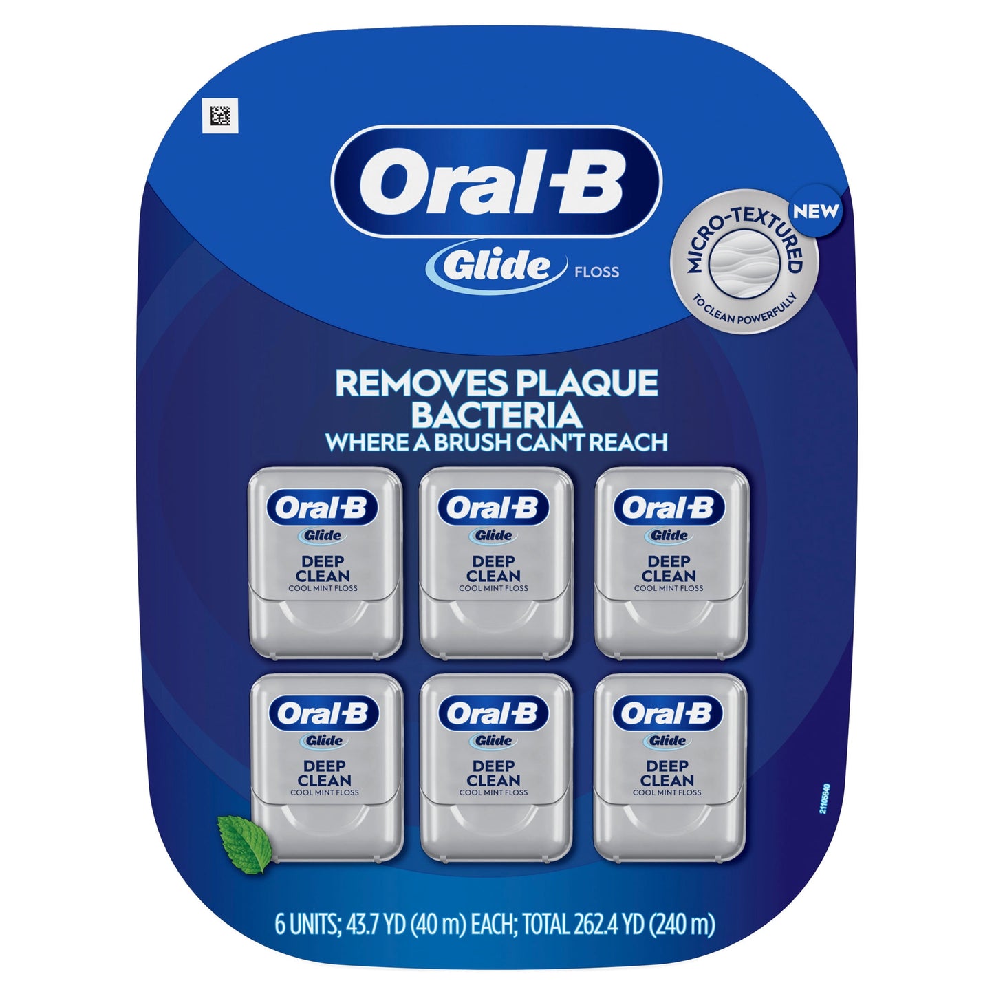 Oral‑B Floss, Glide Pro‑Health Deep Clean Waxed Dental Floss, Cool Mint, 40m, 3 Pack