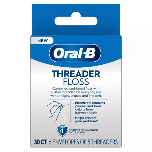 5 Pack - Oral-B Glide Pro-Health Threader Floss 30 Each