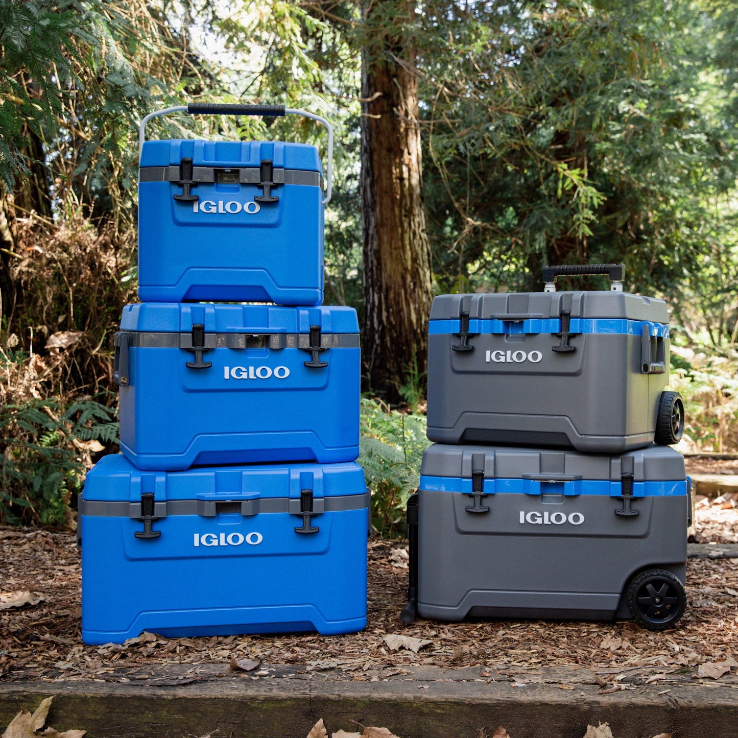 Igloo 72 QT Overland Ice Chest Cooler with Wheels, Gray and Sneaky Blue
