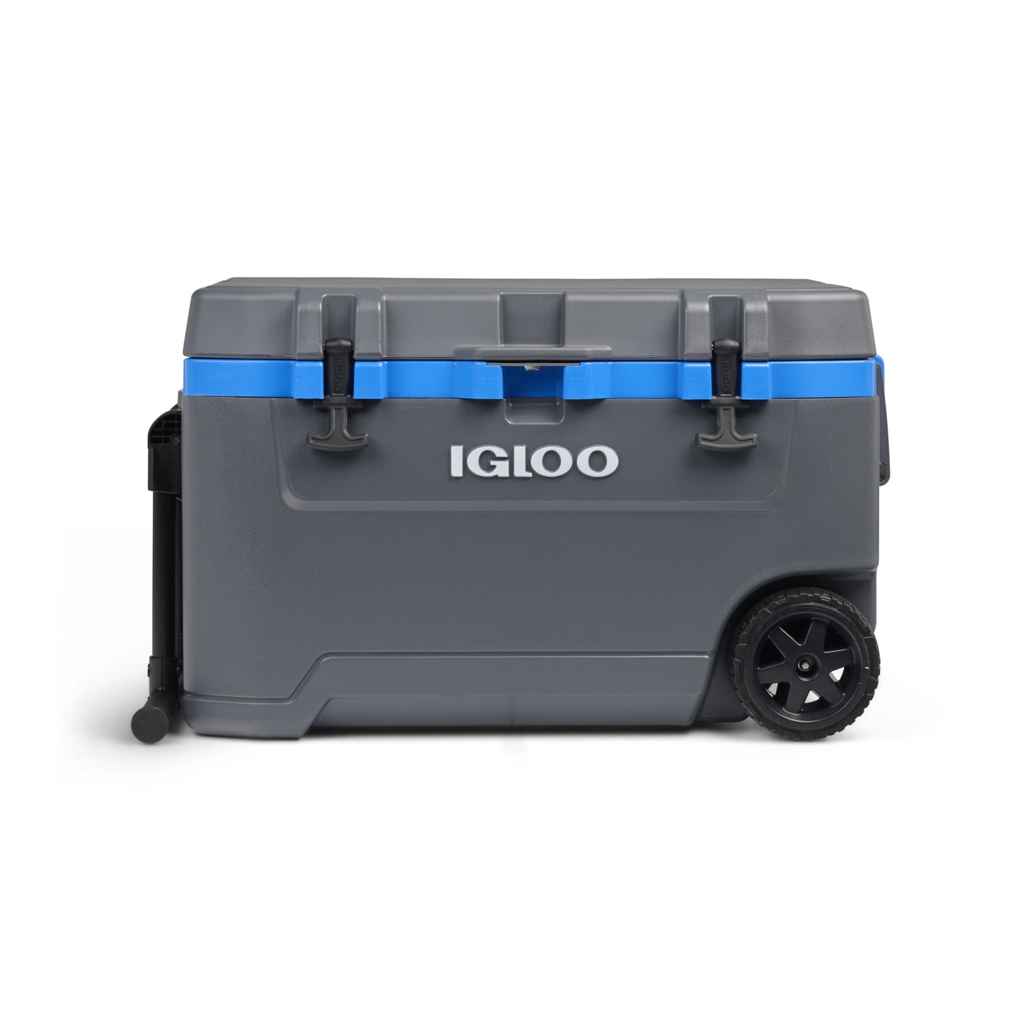 Igloo 72 QT Overland Ice Chest Cooler with Wheels, Gray and Sneaky Blue