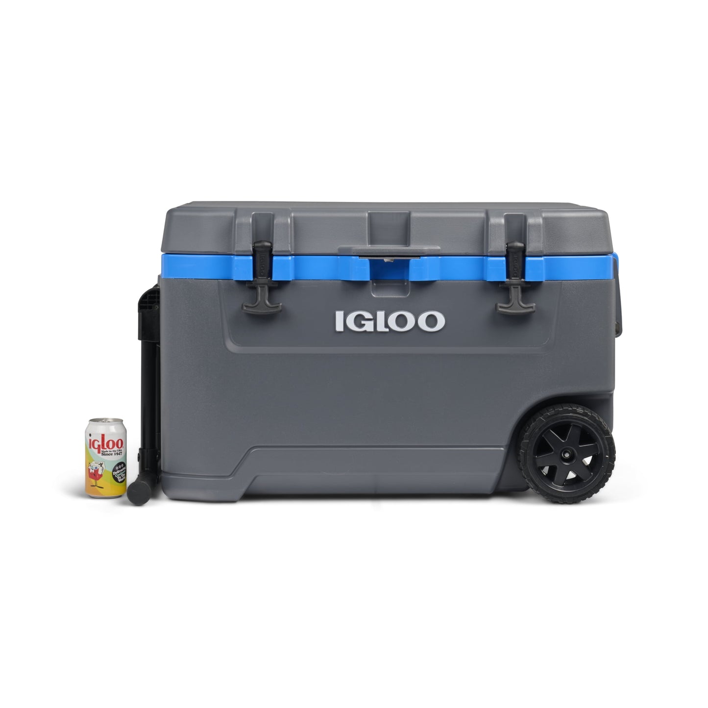 Igloo 72 QT Overland Ice Chest Cooler with Wheels, Gray and Sneaky Blue