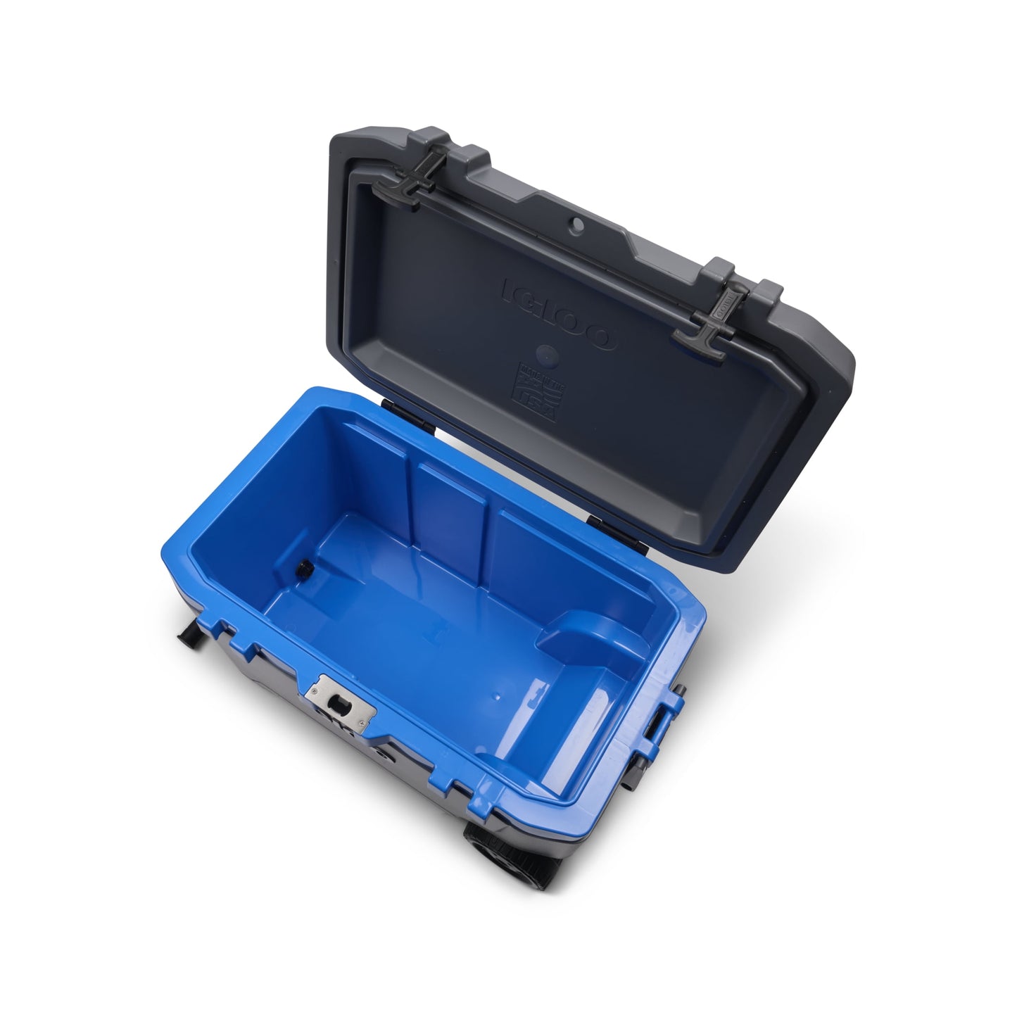 Igloo 72 QT Overland Ice Chest Cooler with Wheels, Gray and Sneaky Blue