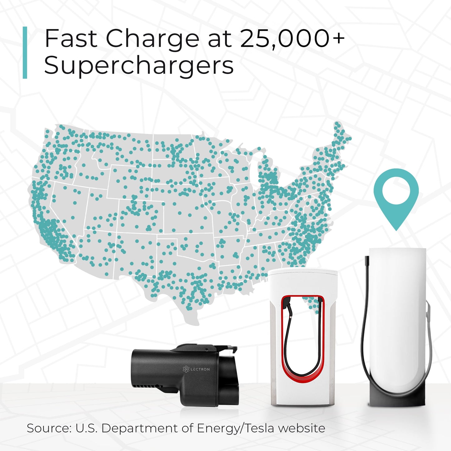 Lectron Tesla Supercharger (NACS) to CCS Electric Vehicle Adapter - 500 Amps / 1,000V - Fast Charge Your CCS1 EV at Tesla Superchargers with Vortex Plug