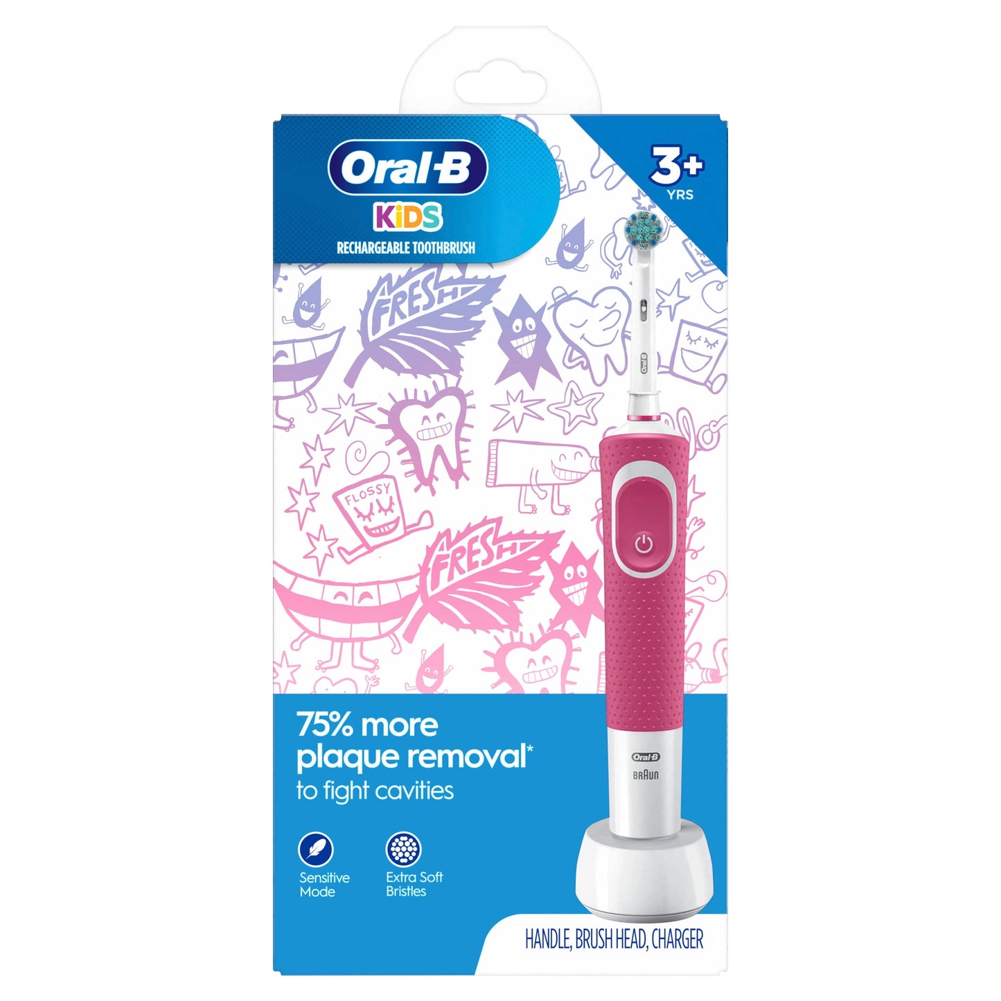 Oral-B Kids Electric Toothbrush with Sensitive Brush Head and Timer, for Kids 3+