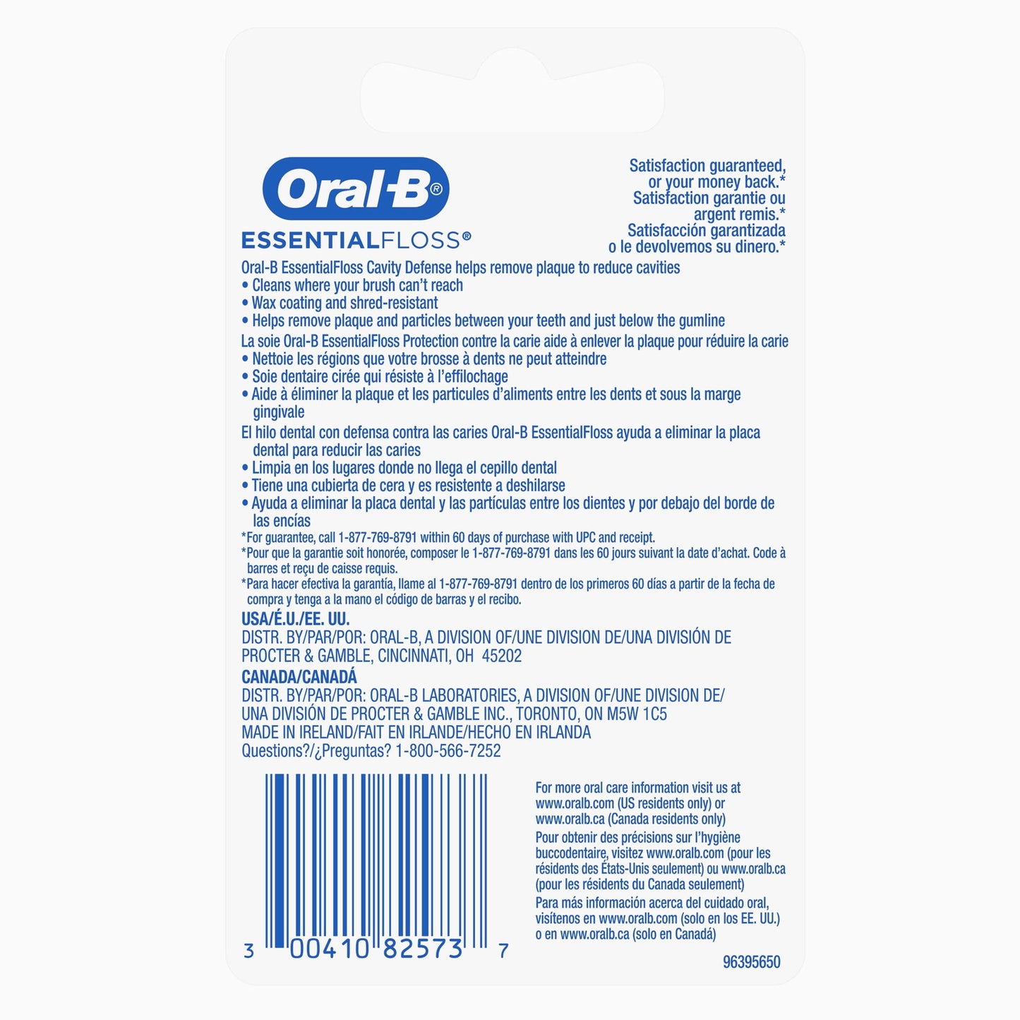 Oral-B Floss, Essential Floss Mint Waxed Dental Floss, Cavity Defense, 50 m