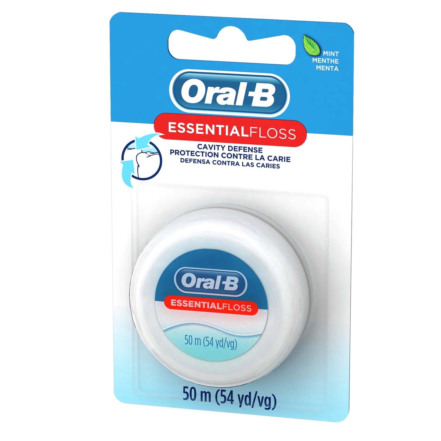 Oral-B Floss, Essential Floss Mint Waxed Dental Floss, Cavity Defense, 50 m