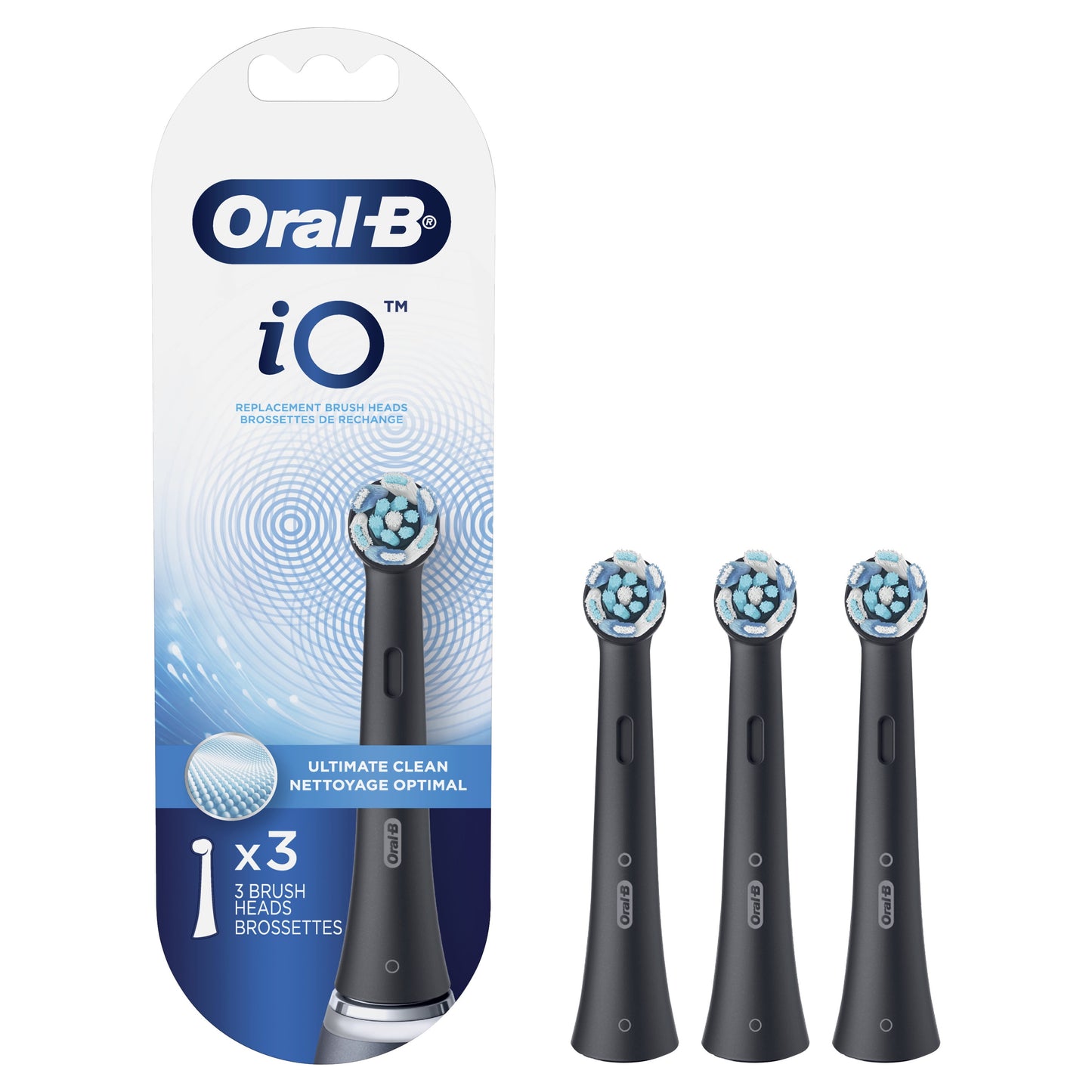 Oral-B iO Ultimate Clean Replacement Brush Heads, Black, 3 Count