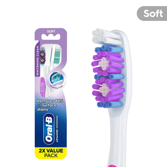 Oral-B Toothbrush, Advanced Whitening Manual, Soft, 2 Count