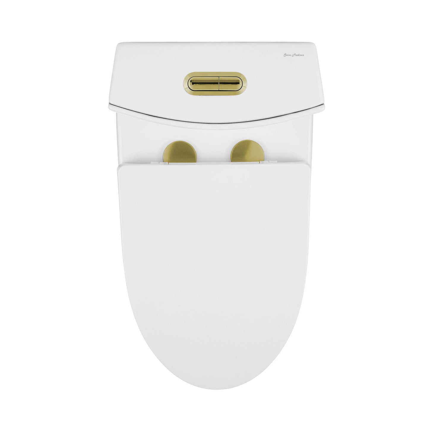 St. Tropez One Piece Elongated Toilet Dual Vortex Flush, Gold Hardware