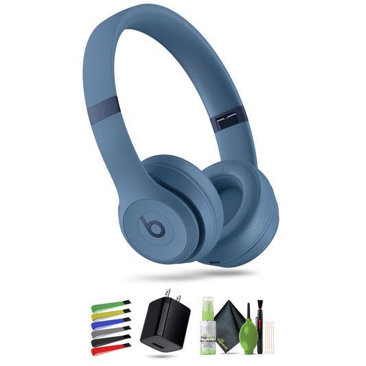 Beats Solo 4 Wireless On-Ear Headphones (Slate Blue) Bundle with Accessories