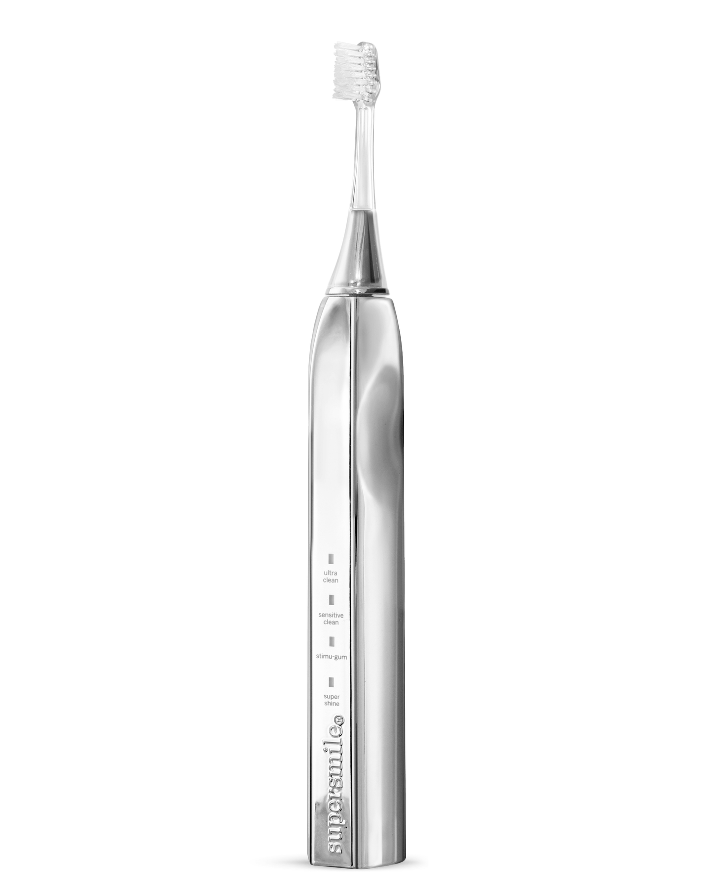 Supersmile Zina45 Sonic Pulse Electric Toothbrush - Rechargeable Whitening Toothbrush w/Polishing Head - 4 Cleaning Modes, Silver