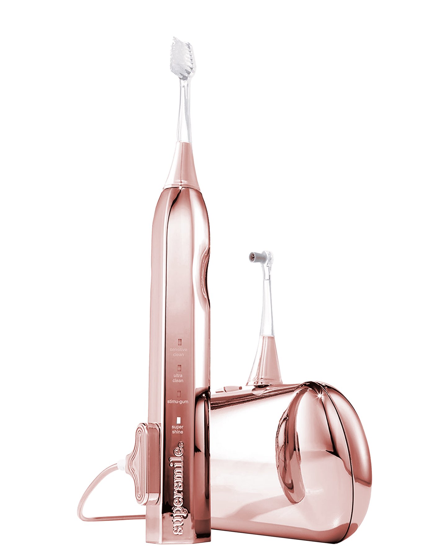 Supersmile Zina45 Sonic Pulse Electric Toothbrush - Rechargeable Whitening Toothbrush w/Polishing Head - 4 Cleaning Modes, Silver