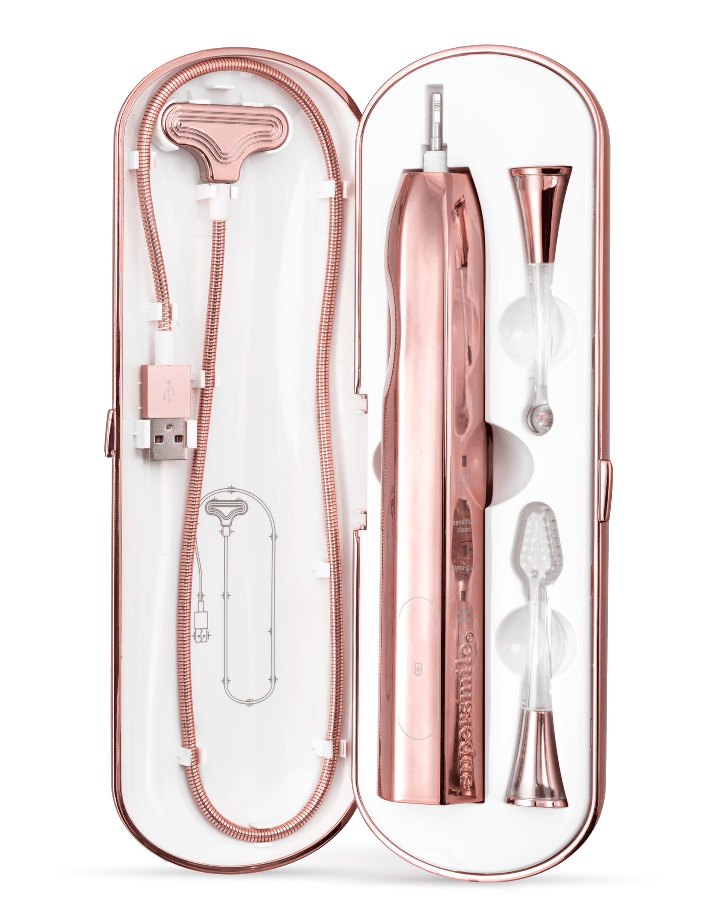 Supersmile Zina45 Sonic Pulse Electric Toothbrush - Rechargeable Whitening Toothbrush w/Polishing Head - 4 Cleaning Modes, Silver