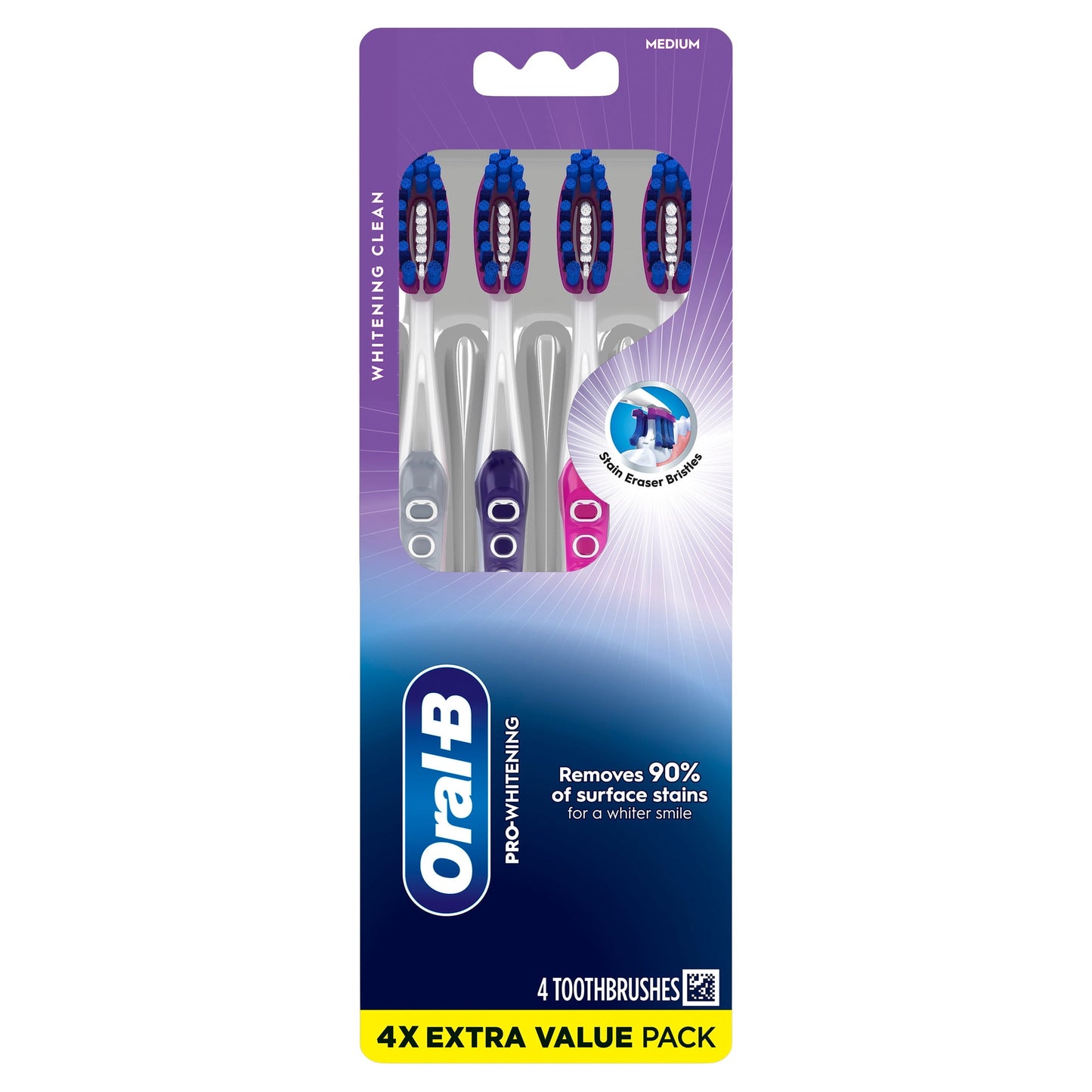 Oral-B Toothbrush Pro Whitening, Medium, 4 Count