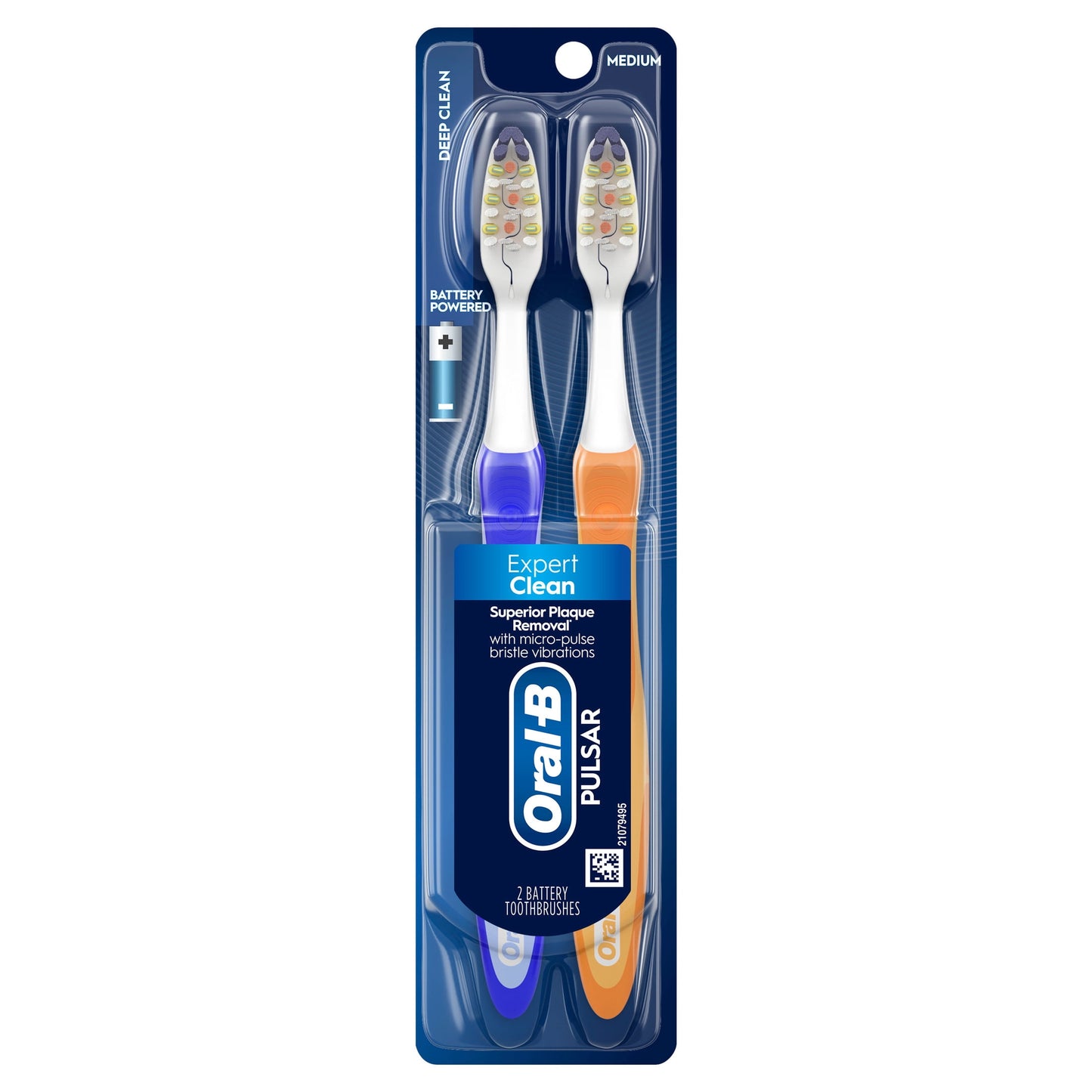 Oral-B Toothbrush Pack, Expert Clean Pulsar Battery Powered Toothbrush, Medium, 2 Count
