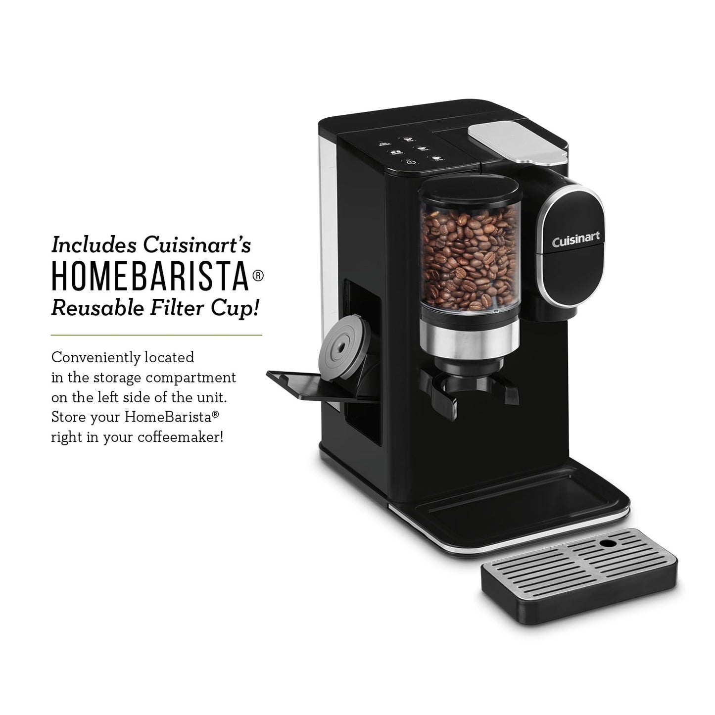 Cuisinart Grind &amp; Brew Classic Black Single Serve Coffee Maker with Built-In Grinder