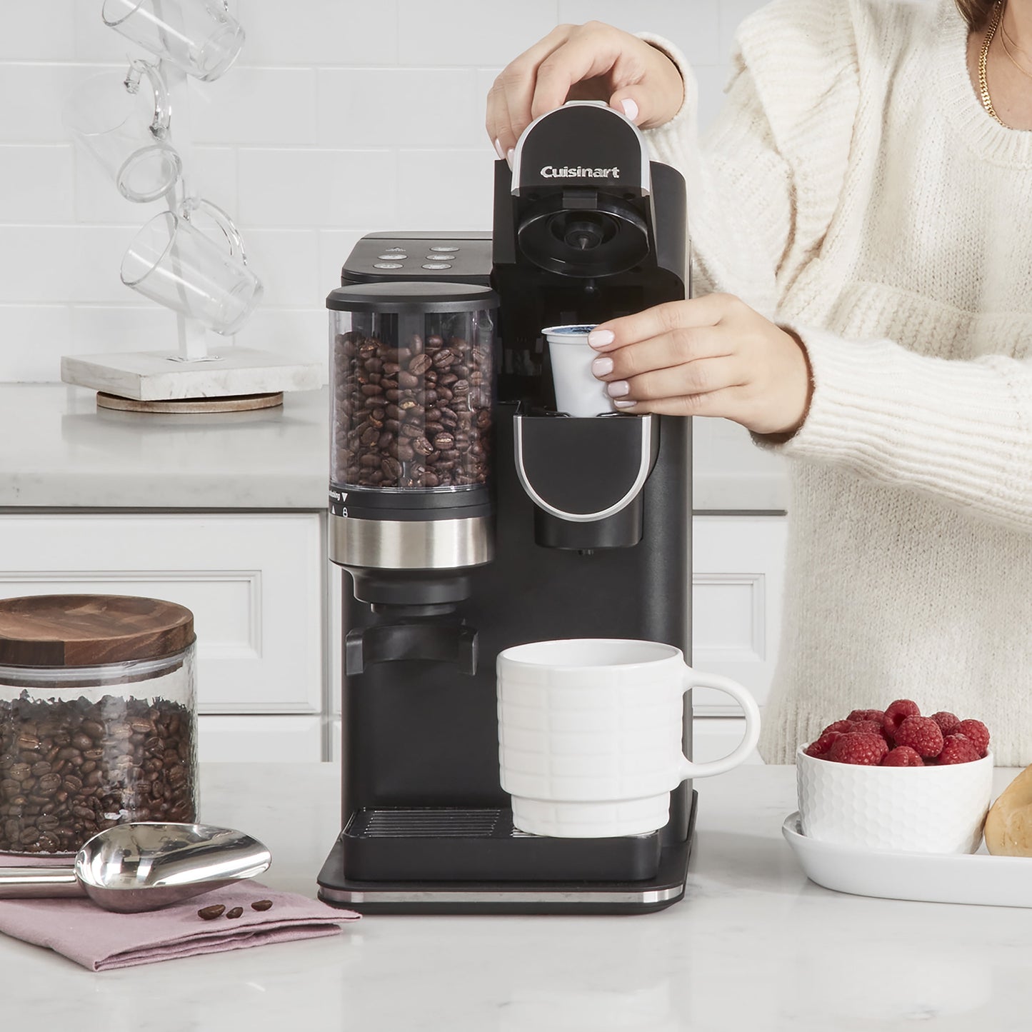 Cuisinart Grind &amp; Brew Classic Black Single Serve Coffee Maker with Built-In Grinder
