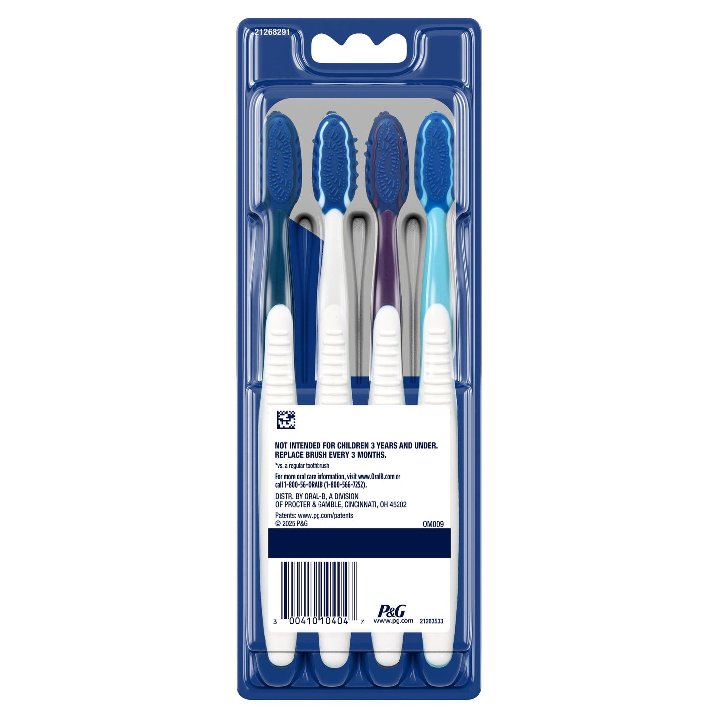 Oral-B Toothbrush Pack, Pro-Clean CrossAction Plaque Removal Manual Toothbrush, Soft Bristles, 4 Count