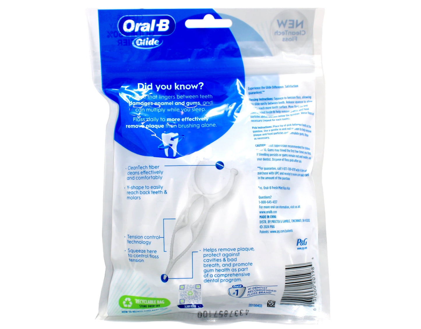 Oral-B Glide Pro-Health Advanced Dental Floss Picks, 30 Count