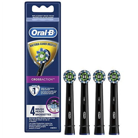 Oral-B Crossaction Electric Toothbrush Replacement Brush Head Refills, Black, 4 Count