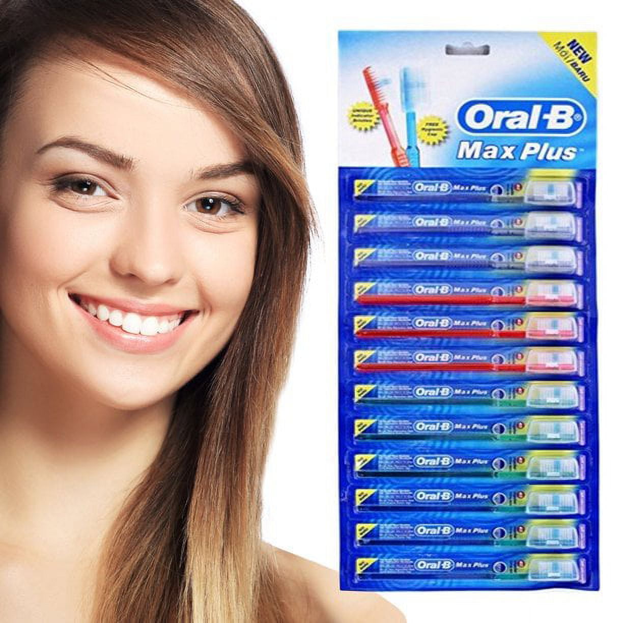 Oral B Max Family Pack Multicolored Toothbrushes With Travel Covers -12 pack