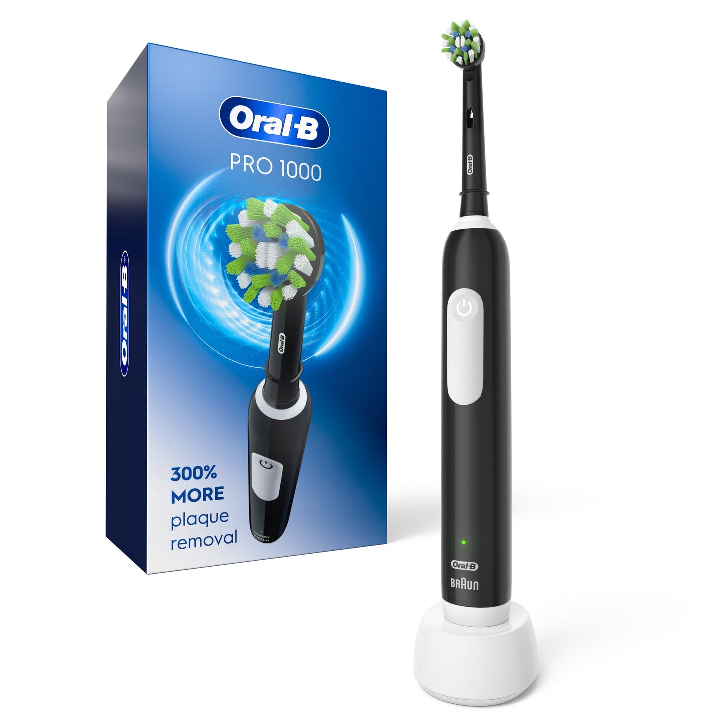 Oral-B Toothbrush, Pro 1000 Rechargeable Electric Toothbrush, White, 1 Count, Adults and Children 3+