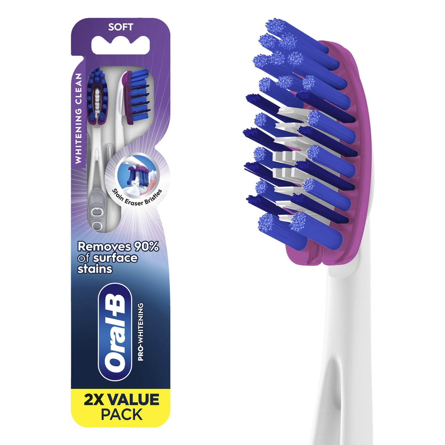 Oral-B Toothbrush Pack, Pro Whitening Manual Toothbrush, Medium Bristles, 2 Count