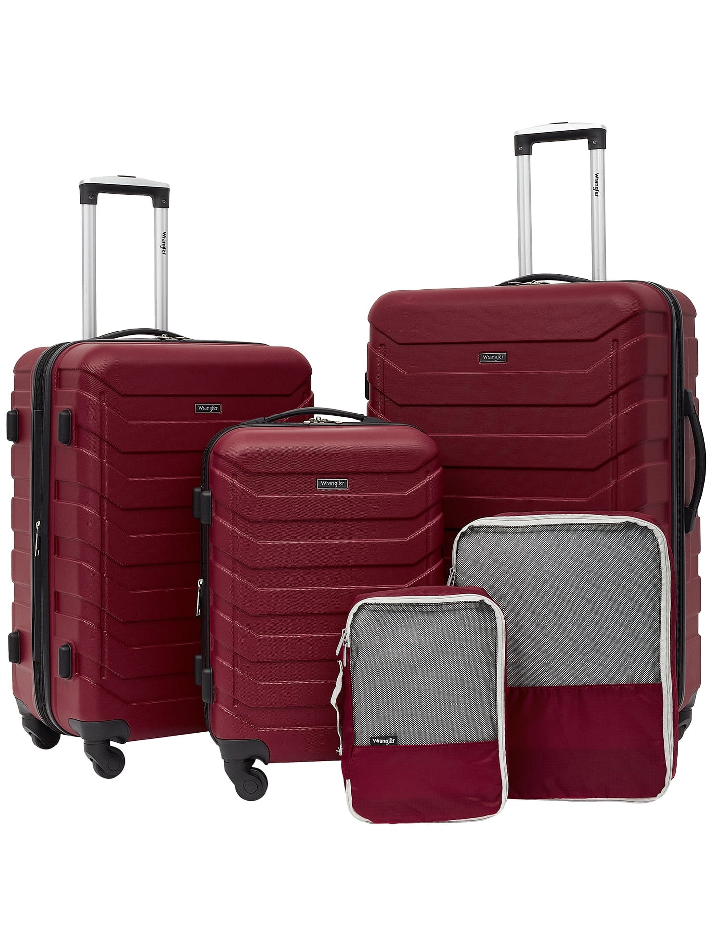 Wrangler 5-Piece Rolling Hard Side Travel Luggage Set, Black
