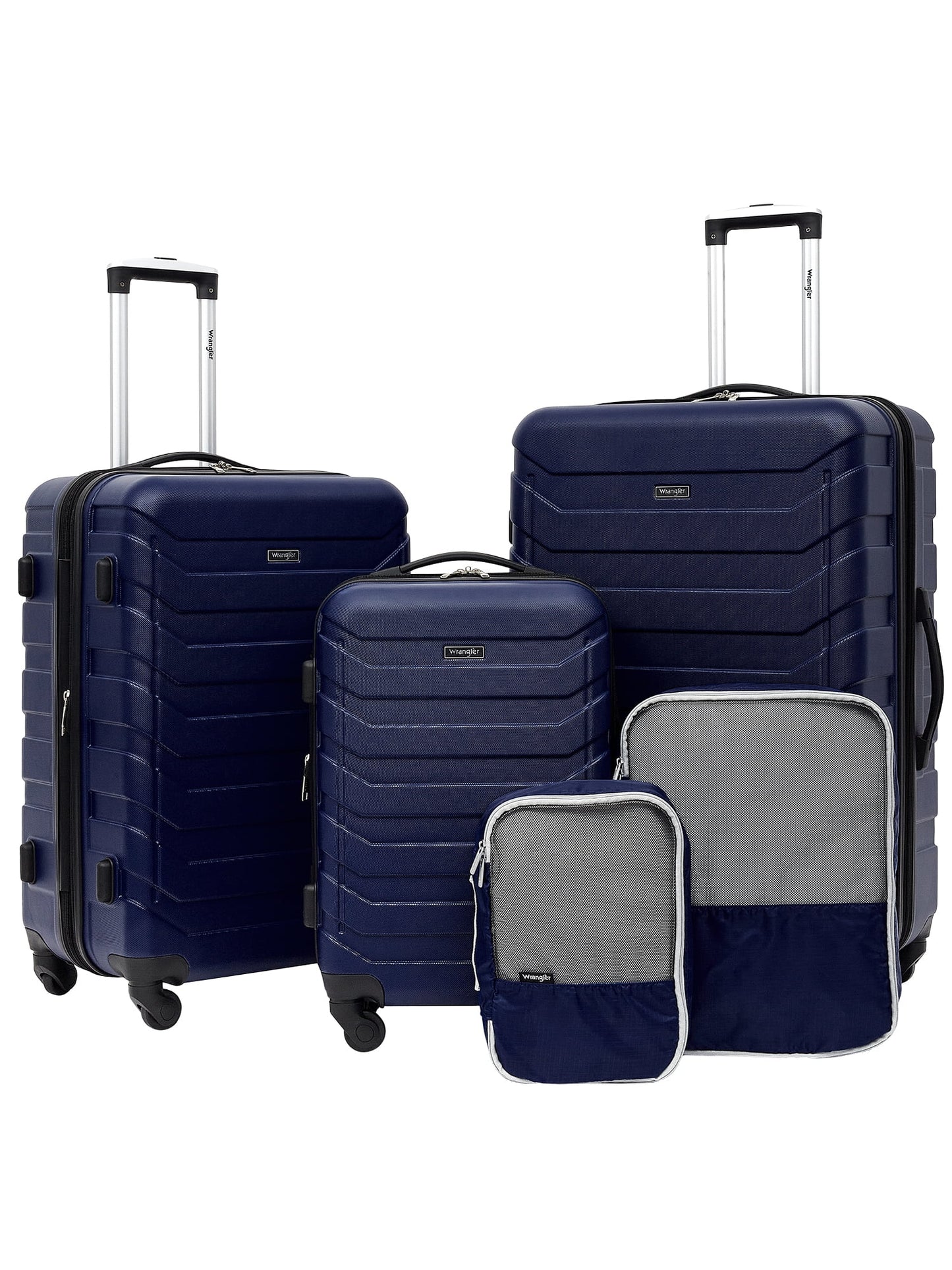 Wrangler 5-Piece Rolling Hard Side Travel Luggage Set, Black