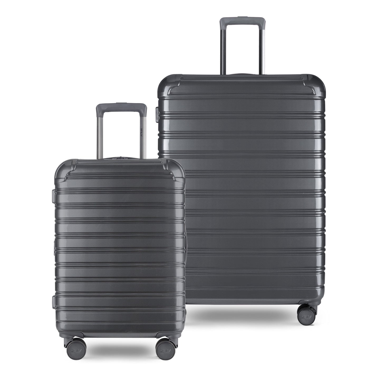 iFLY Fibertech 2-Piece Hardside Luggage Set – 20" Carry-On &amp; 28" Checked Suitcase, Rose Gold