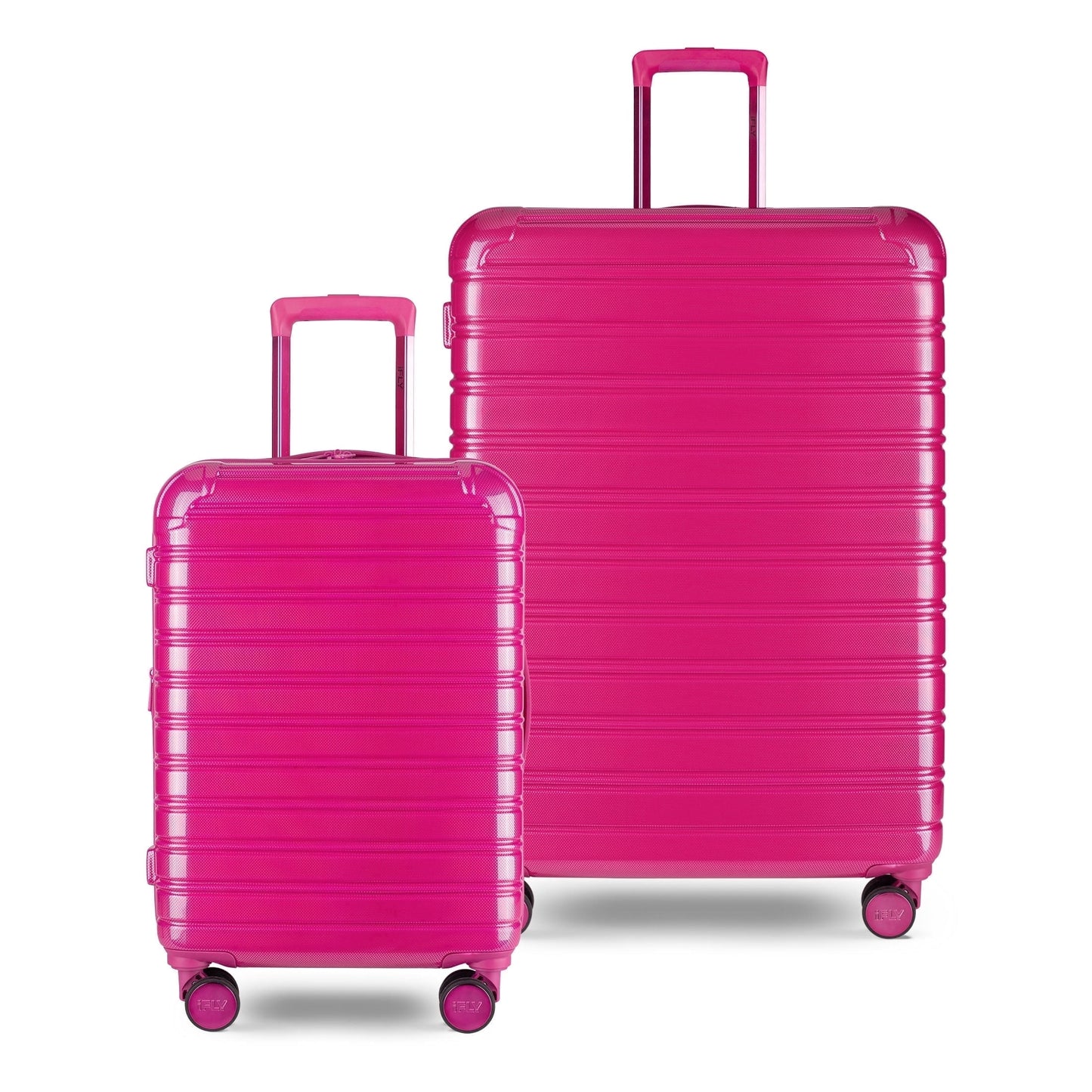 iFLY Fibertech 2-Piece Hardside Luggage Set – 20" Carry-On &amp; 28" Checked Suitcase, Rose Gold